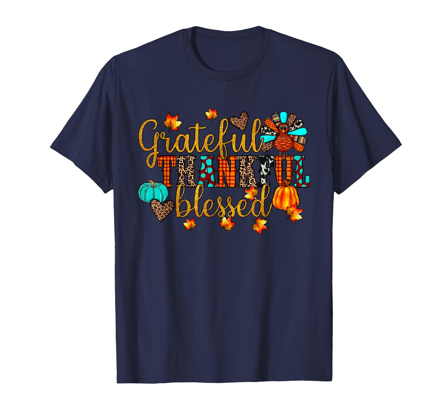 Thankful Grateful Blessed Christian Religious Thanksgiving T-Shirt
