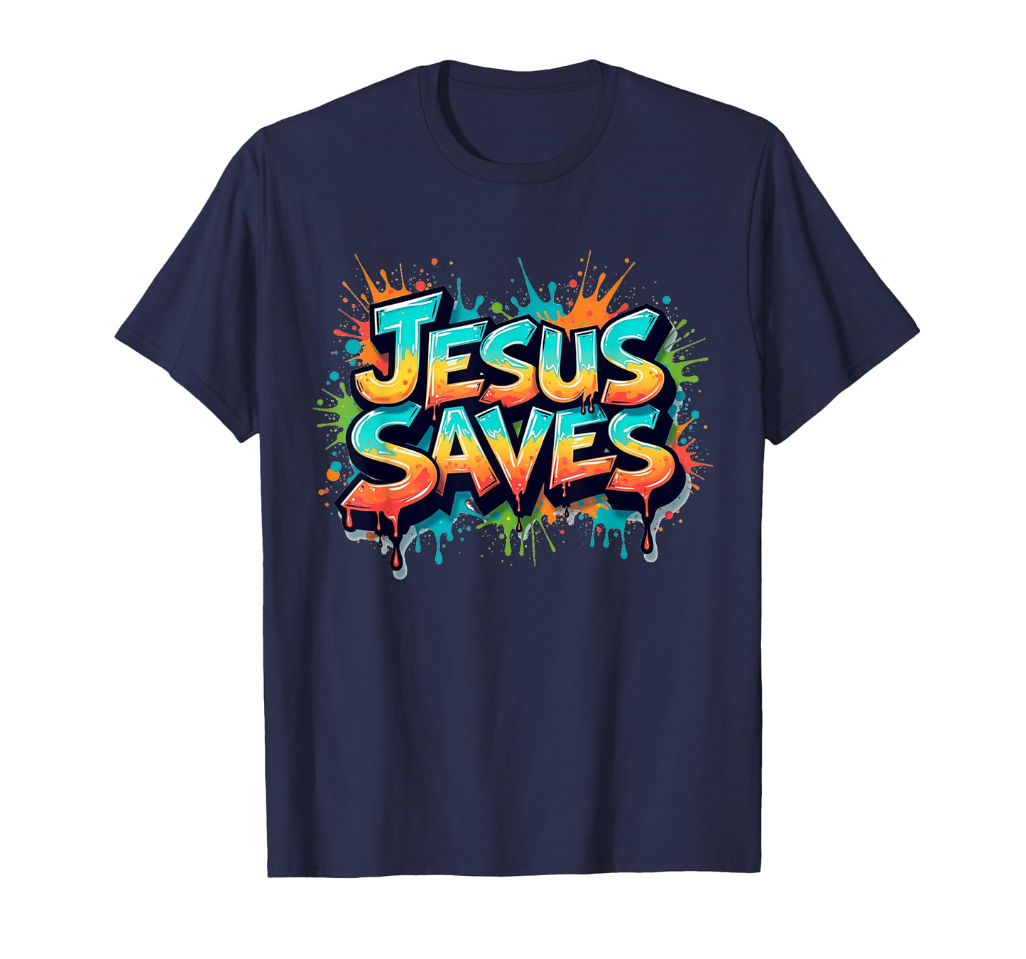 Jesus Saves Graffiti Christian Minimal Religious Faith T-Shirt