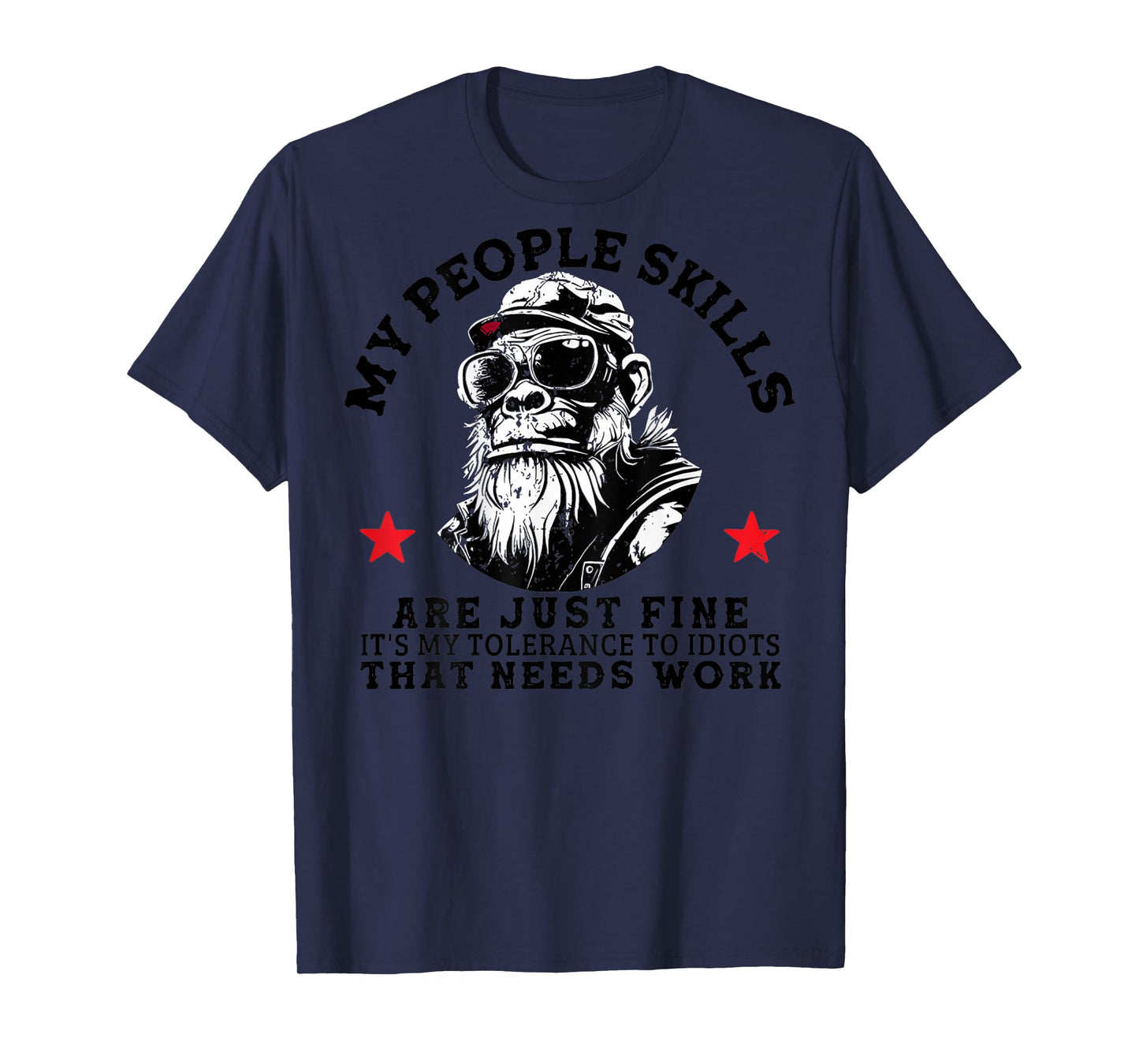 My People Skills Are Just Fine Funny Monkey (On Back) T-Shirt