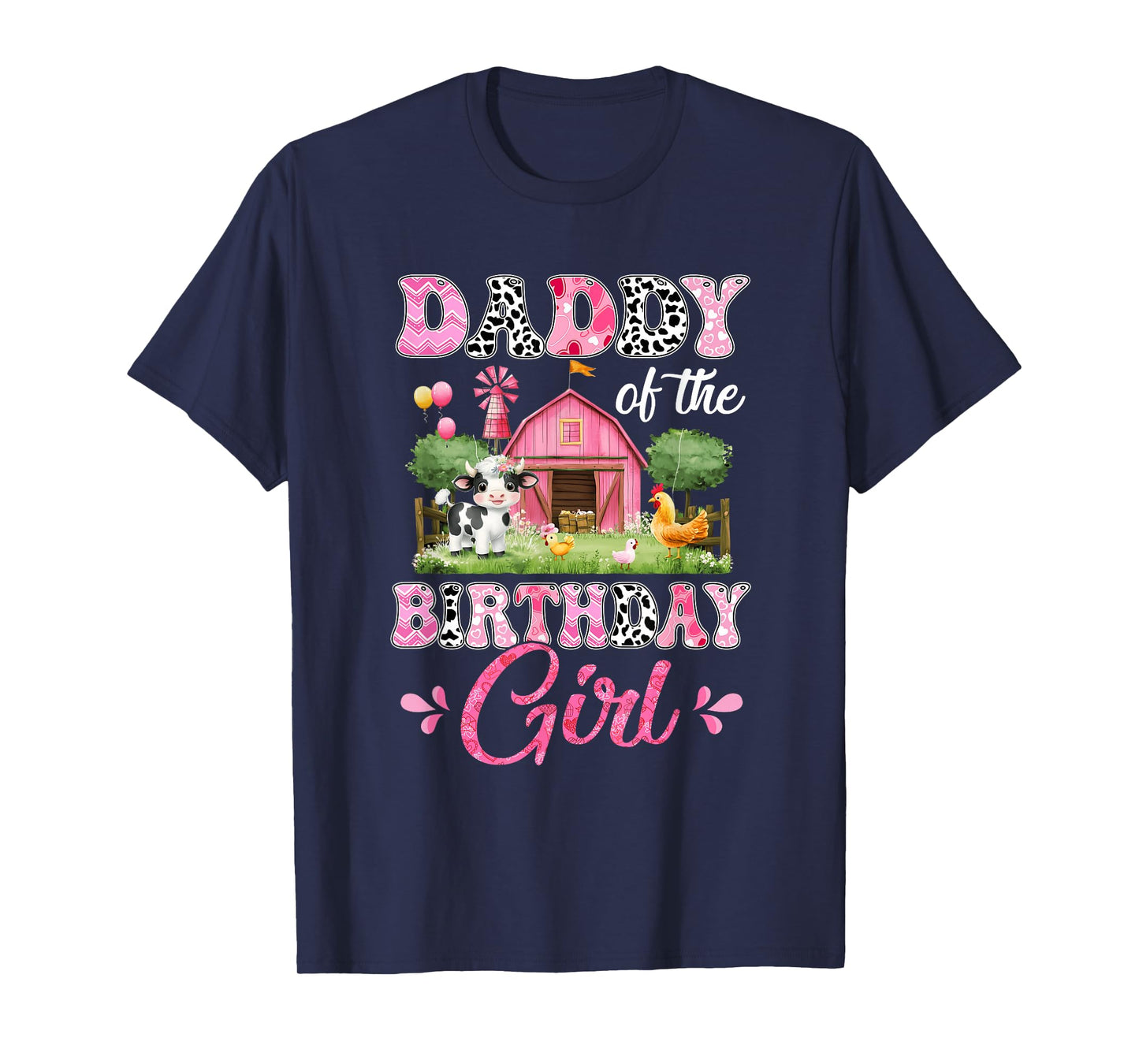 Daddy Of The Birthday Girl 1St Birthday Cow Farm Family T-Shirt