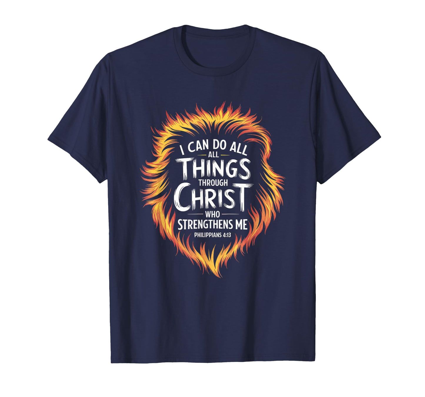 Christian Tshirt Philippians 4:13 Religious Lion Strengthens T-Shirt