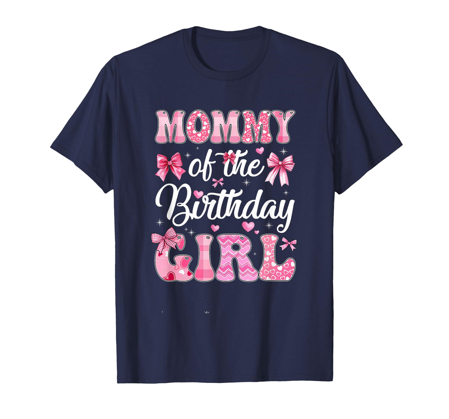 Mommy Of The Birthday Girl Family Pink Coquette Bow T-Shirt
