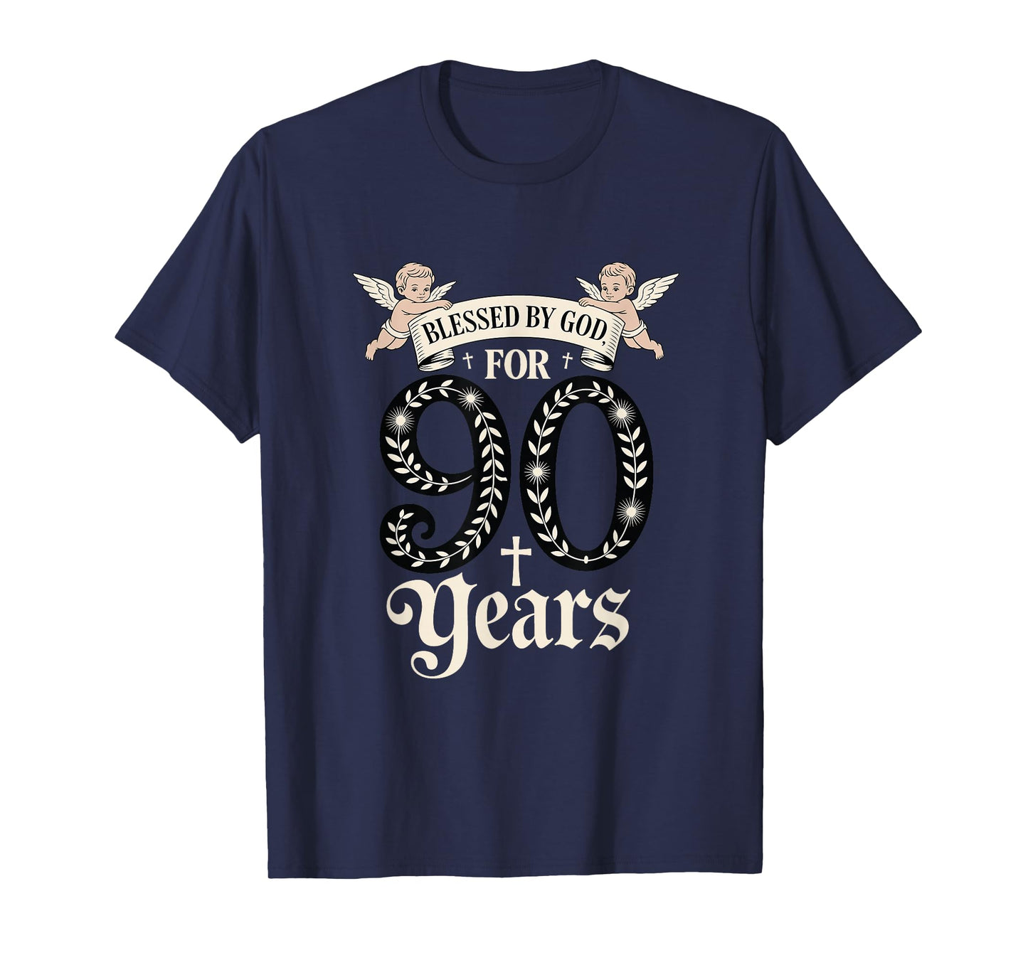 Blessed by God for 90 Years Religious Themed 90th Birthday T-Shirt
