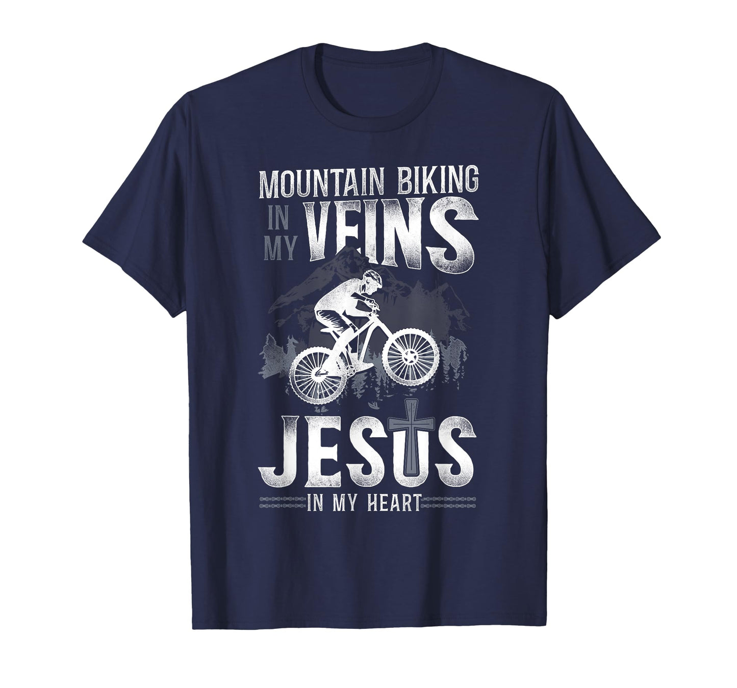 Enduro MTB Mountain Bike Riding Downhill Jesus Faith Vintage T-Shirt
