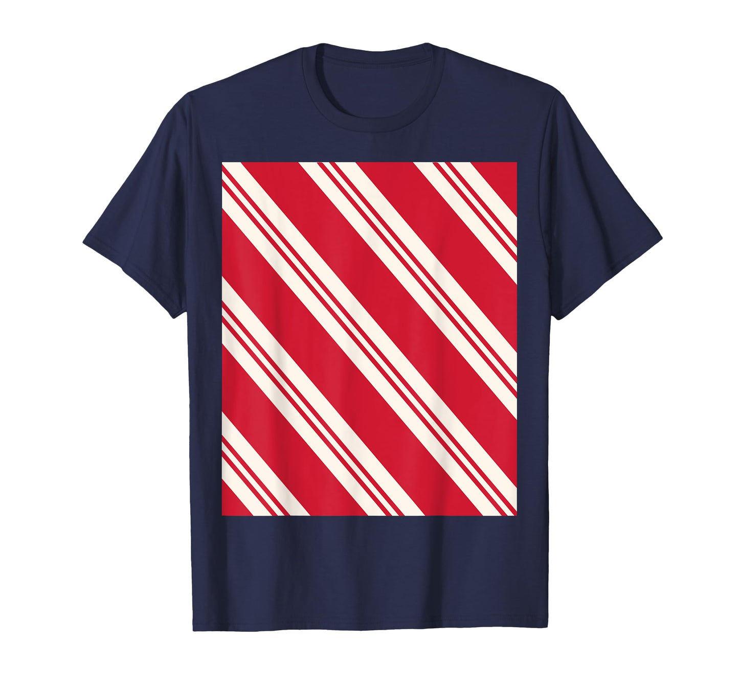 Candy Cane Stripe Diagonal Pattern Red T-Shirt