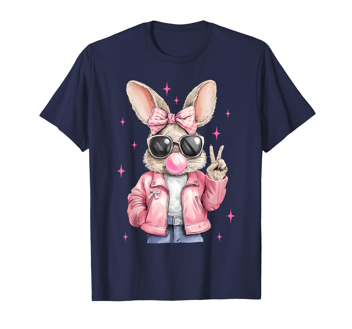 Happy Easter Bunny Rabbit Face Coquette Bow Easter Girl Kids T-Shirt