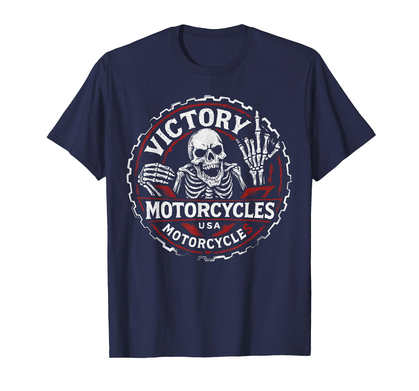 Vintage American Motor Cycles Victory USA Skeleton Funny T-Shirt