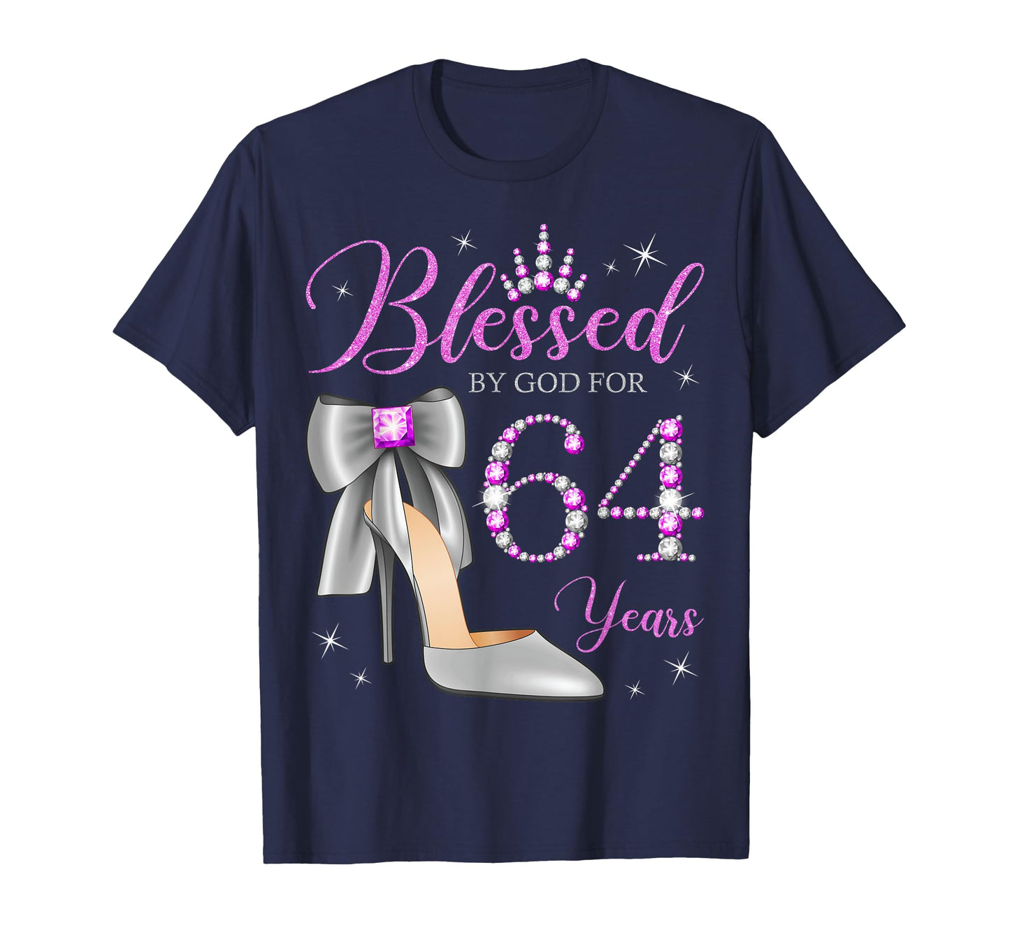 Blessed By God For 64 Years Old 64th Birthday Party Queen T-Shirt