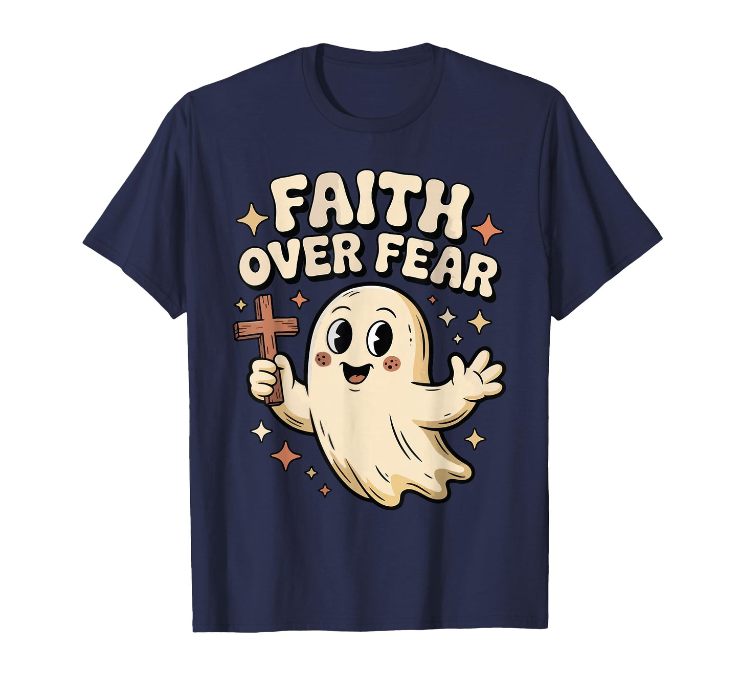 Faith Over Fear Spooky Season Christian Funny Halloween T-Shirt