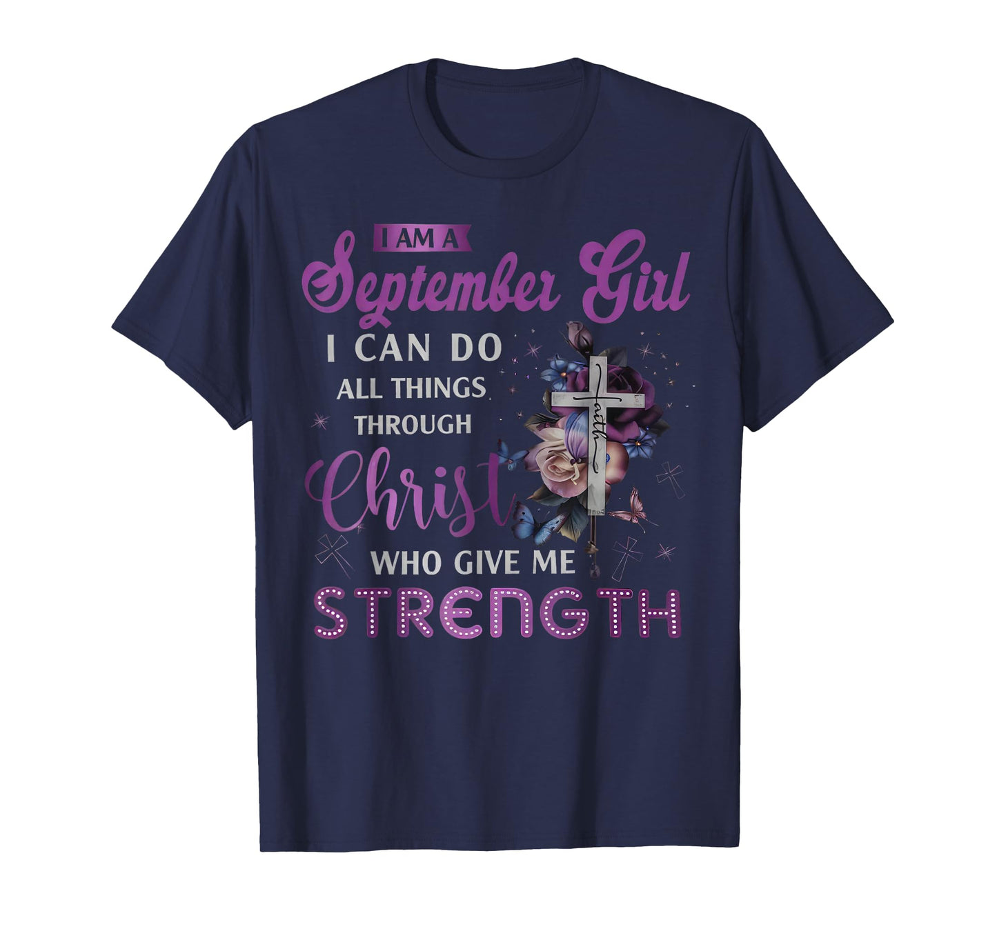 September Girl Christian Birthday Bible Verse Jesus Faith T-Shirt