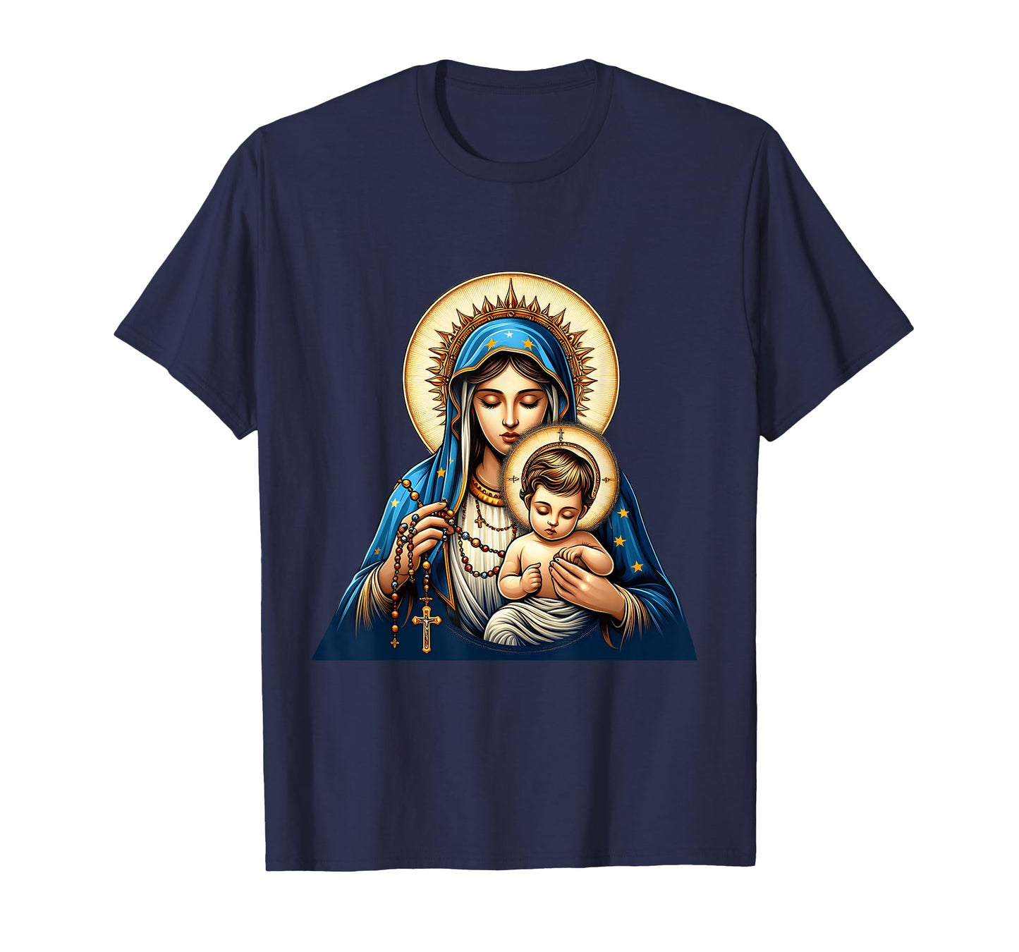 Holy Rosary Virgin Mary Baby Jesus Catholic Rosary Mysteries T-Shirt