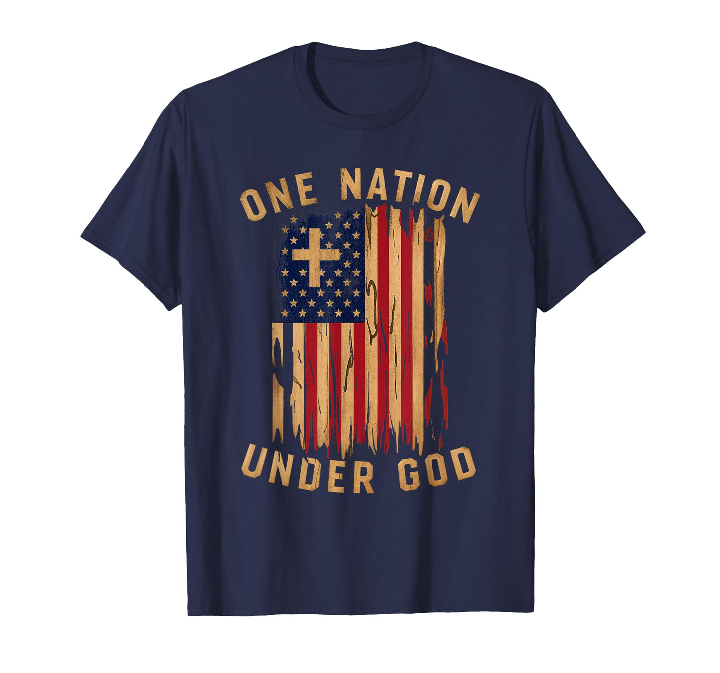 Under God Patriotic Christian Flag T-Shirt for Women Men