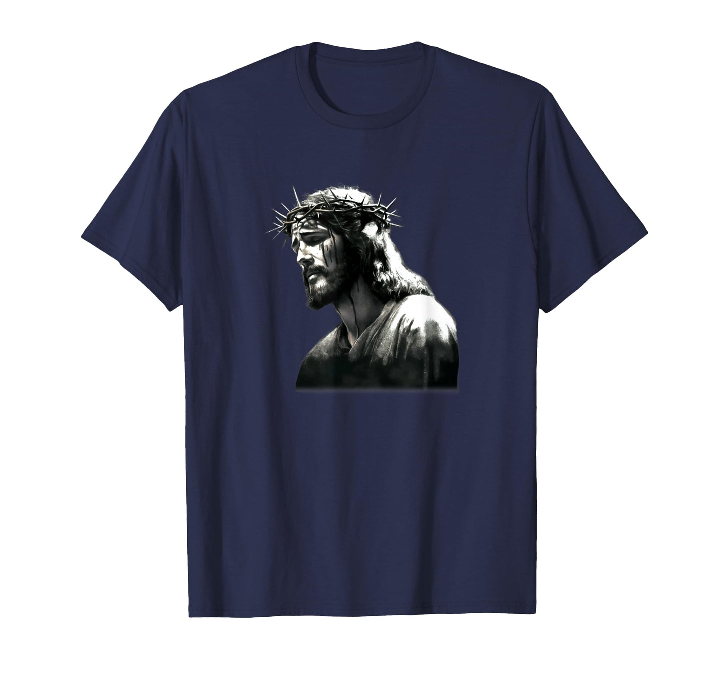 Face of Jesus Crown of Thorns He Has Risen Faith Bible T-Shirt