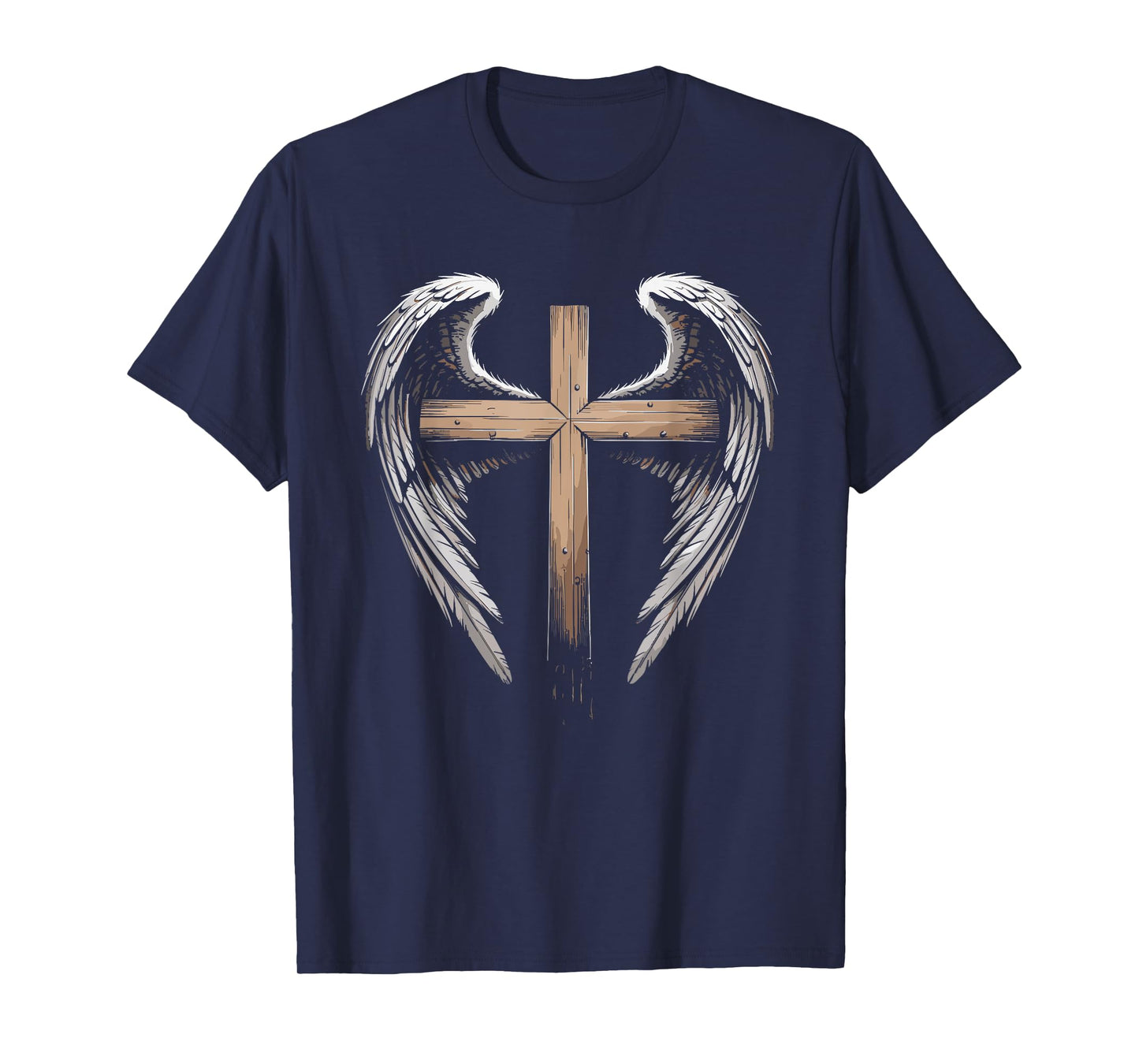 Intricate Golden Cross with Spiritual Wings T-Shirt