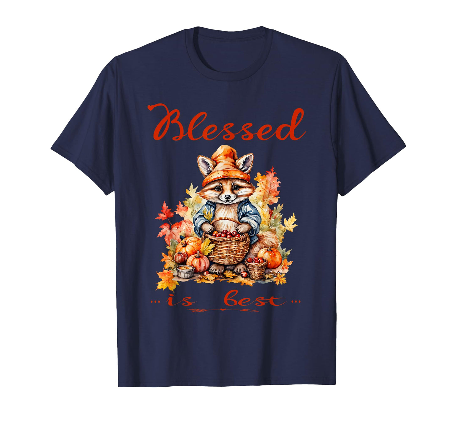Blessed is Best Christian Fall & Autumn Cute Vintage Racoon T-Shirt