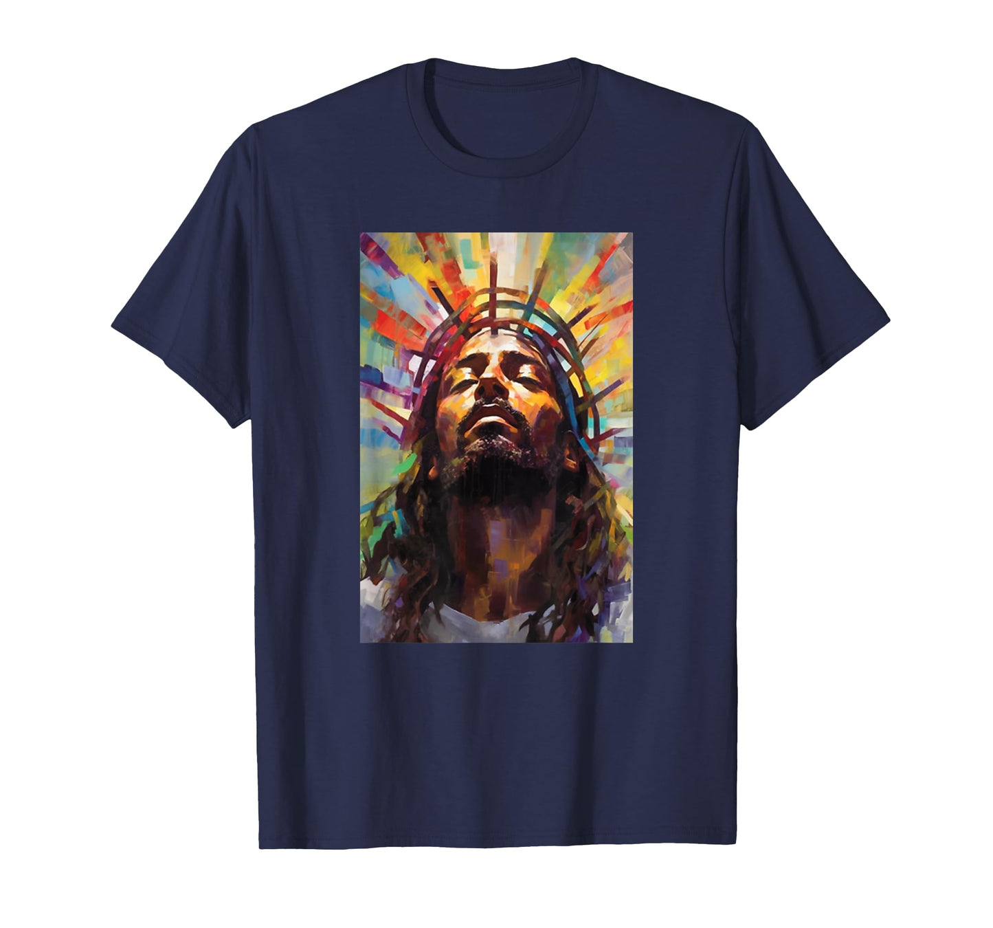 Jesus African American Christ Praying Rainbow Face Of Jesus T-Shirt