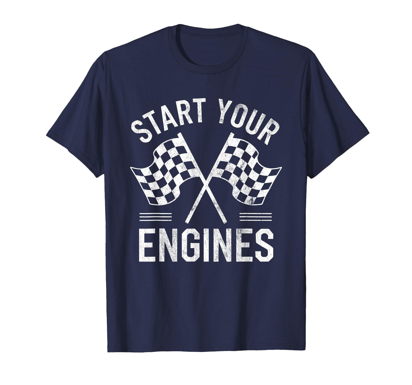Start Your Engines Vintage Checkered Flag Race Car T-Shirt