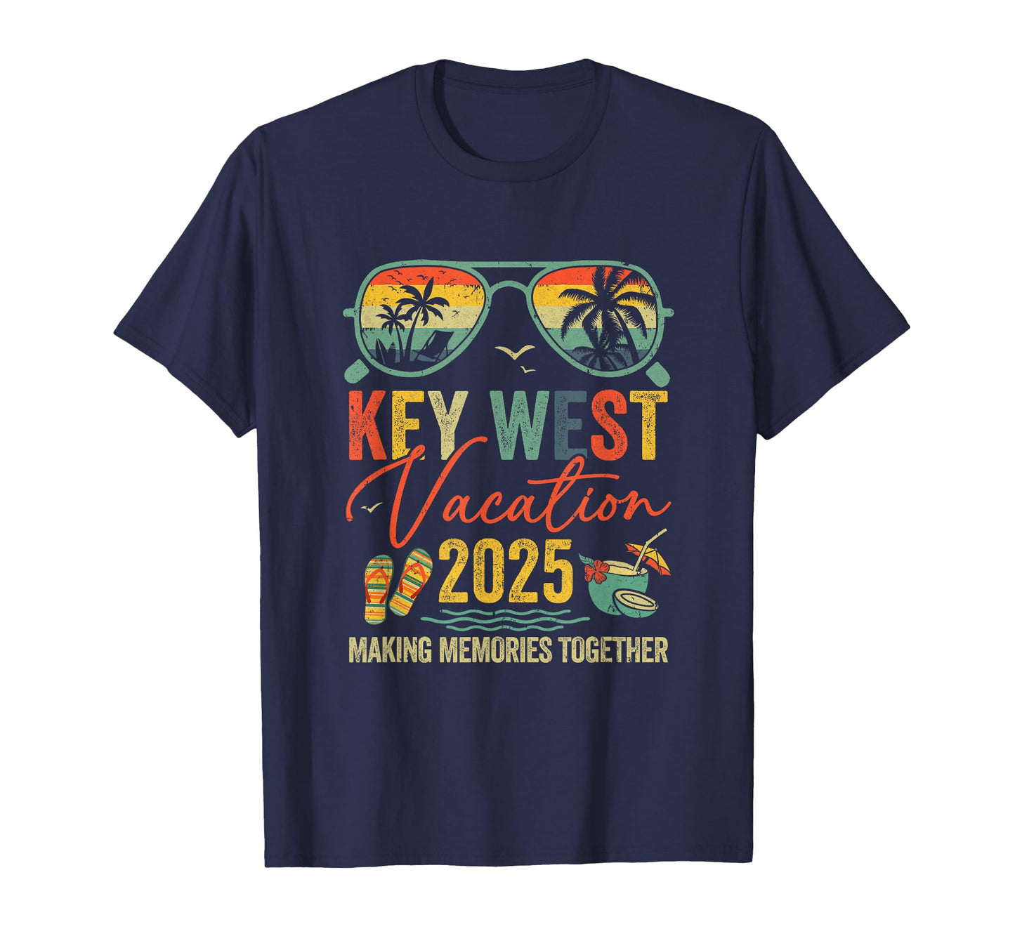 Retro Key West Vacation 2025 Memories Matching Group Trip T-Shirt