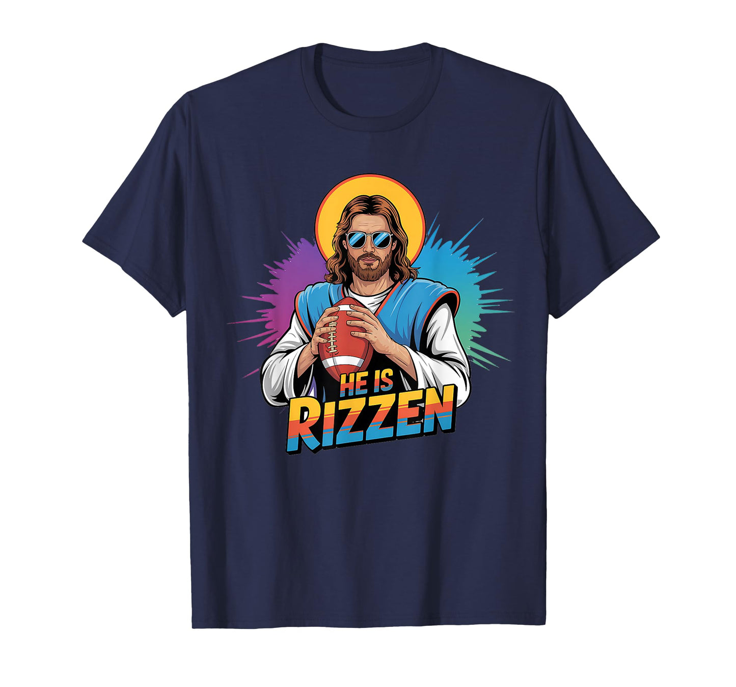 Funny He Is Rizzen Jesus Shirt Football Boys Kids Easter T-Shirt
