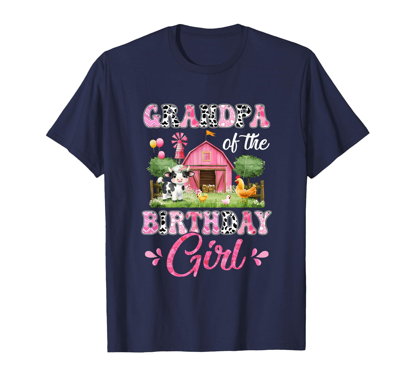 Grandpa Of The Birthday Girl 1St Birthday Cow Farm Family T-Shirt