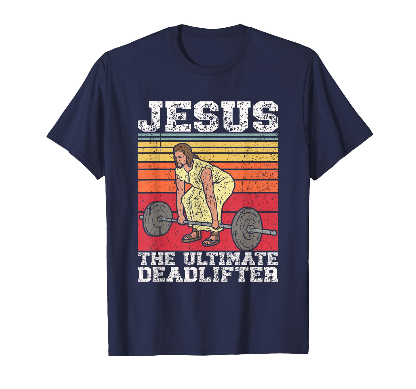 Vintage Jesus The Ultimate Deadlifter Funny Gym Bodybuliding T-Shirt