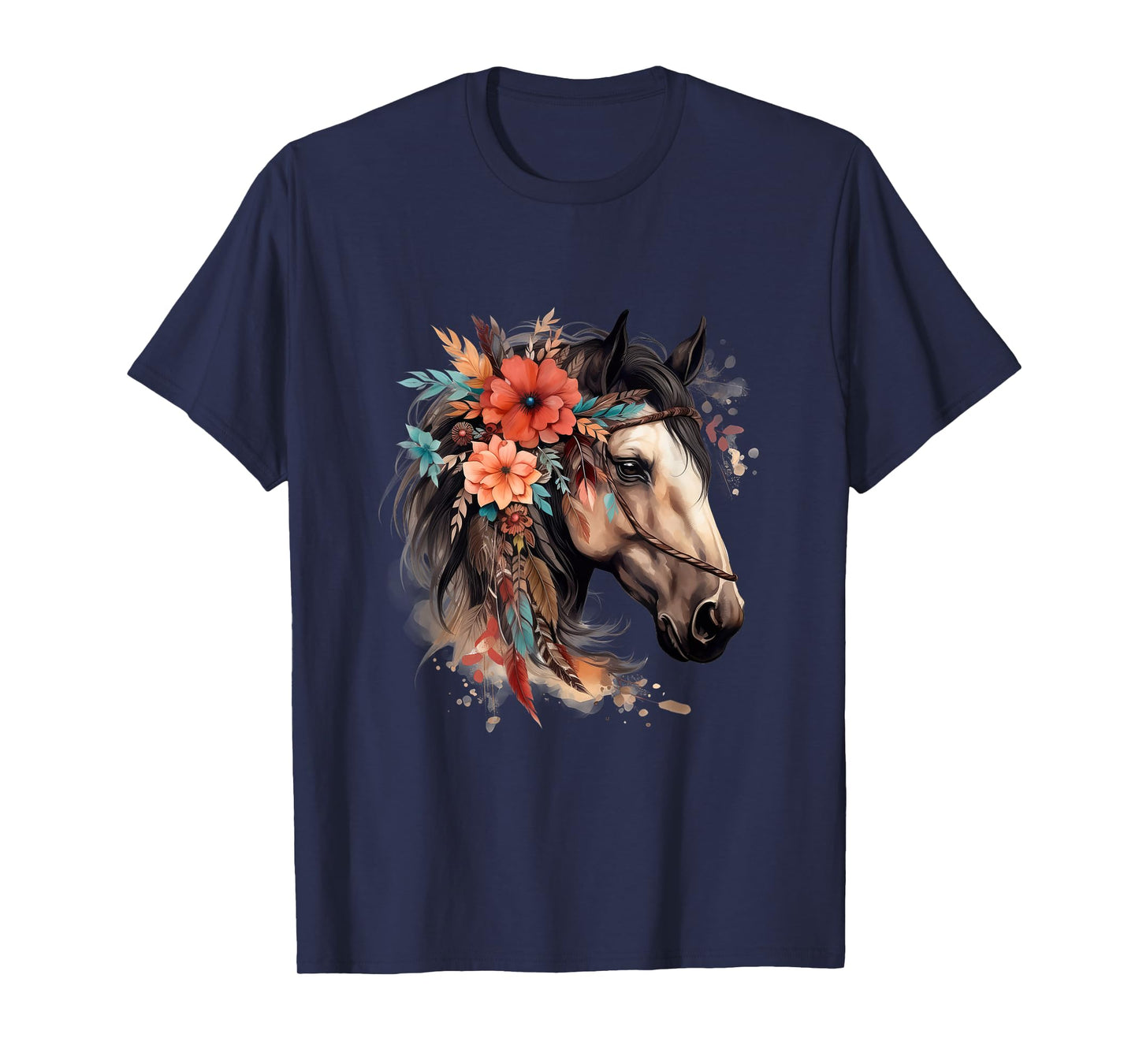 Floral Wild Horse Country Horse Riding T-Shirt