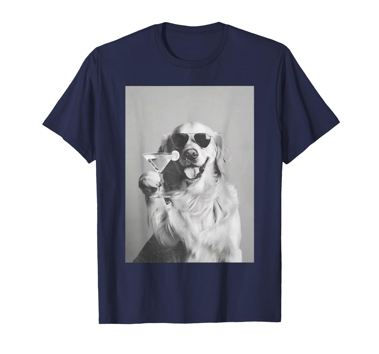 Funny Cocktail Dog Golden Retriever With Sunglasses Martini T-Shirt