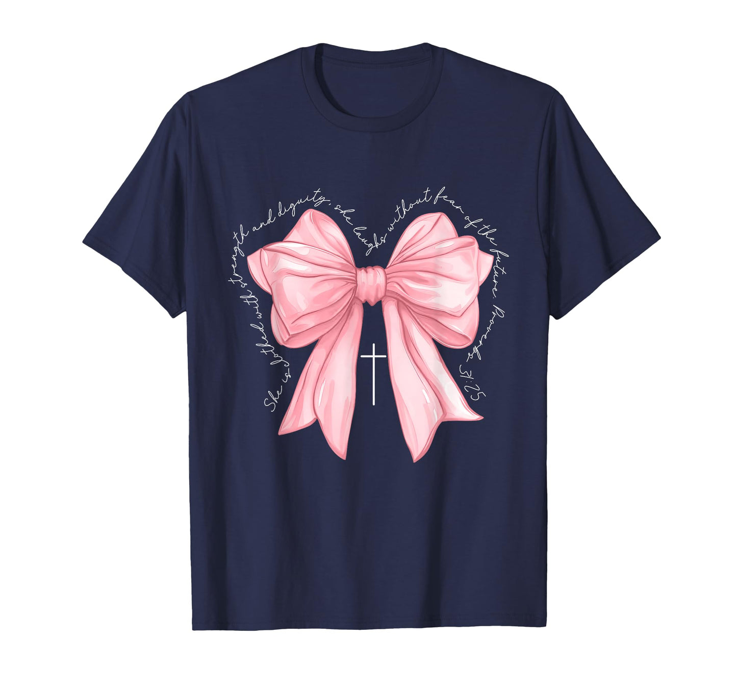 Bible Verse Pink Bow Coquette Bow Coquette Christian T-Shirt