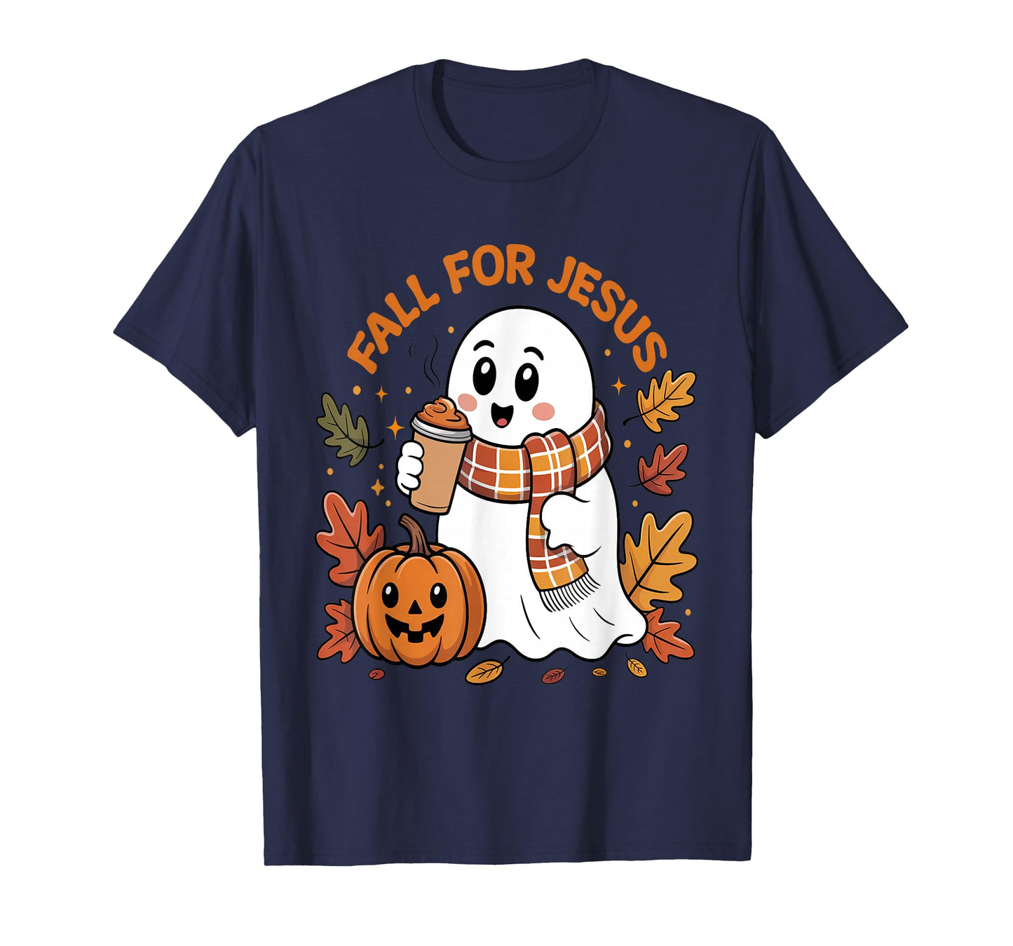 Fall for Jesus Christian Autumn Cute Ghost Pumpkin T-Shirt