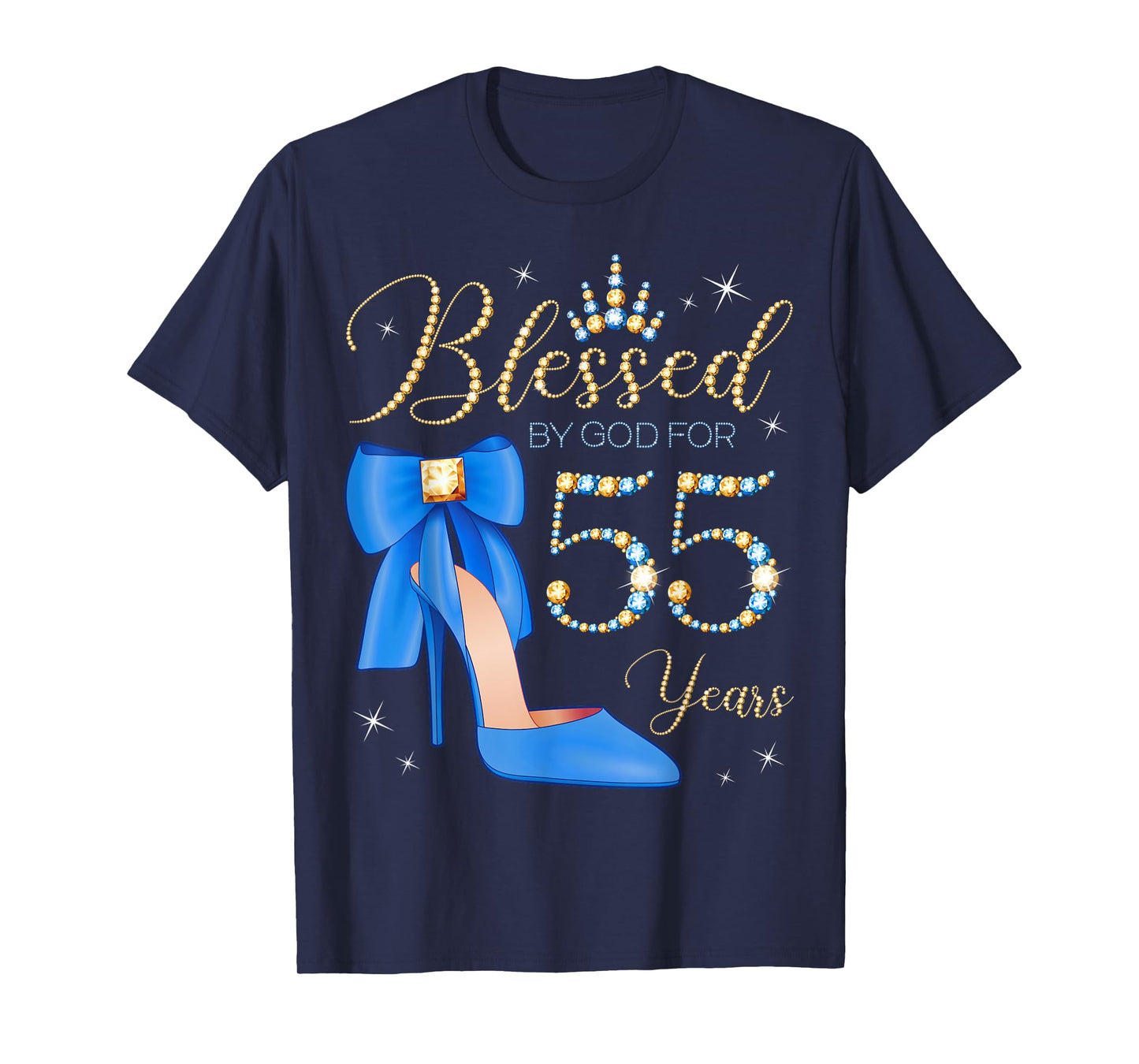 Blessed By God For 55 Years Old 55th Birthday Party Queen T-Shirt