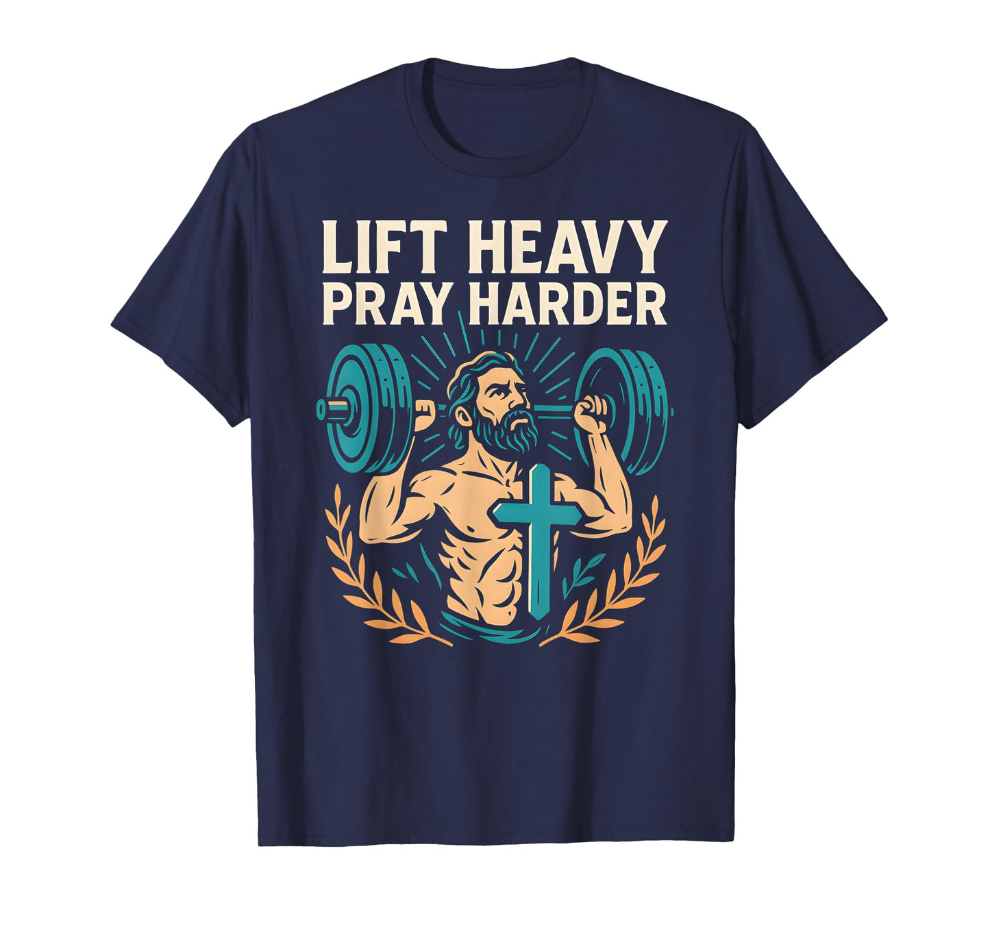 Christian Fitness Lift Heavy Pray Harder Cool Mens Faith T-Shirt