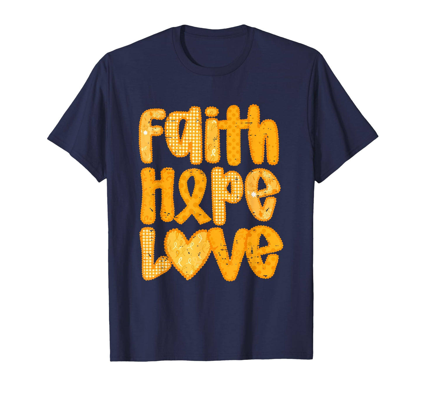 Faith Hope Love Childhood Cancer Awareness Month Gold Ribbon T-Shirt
