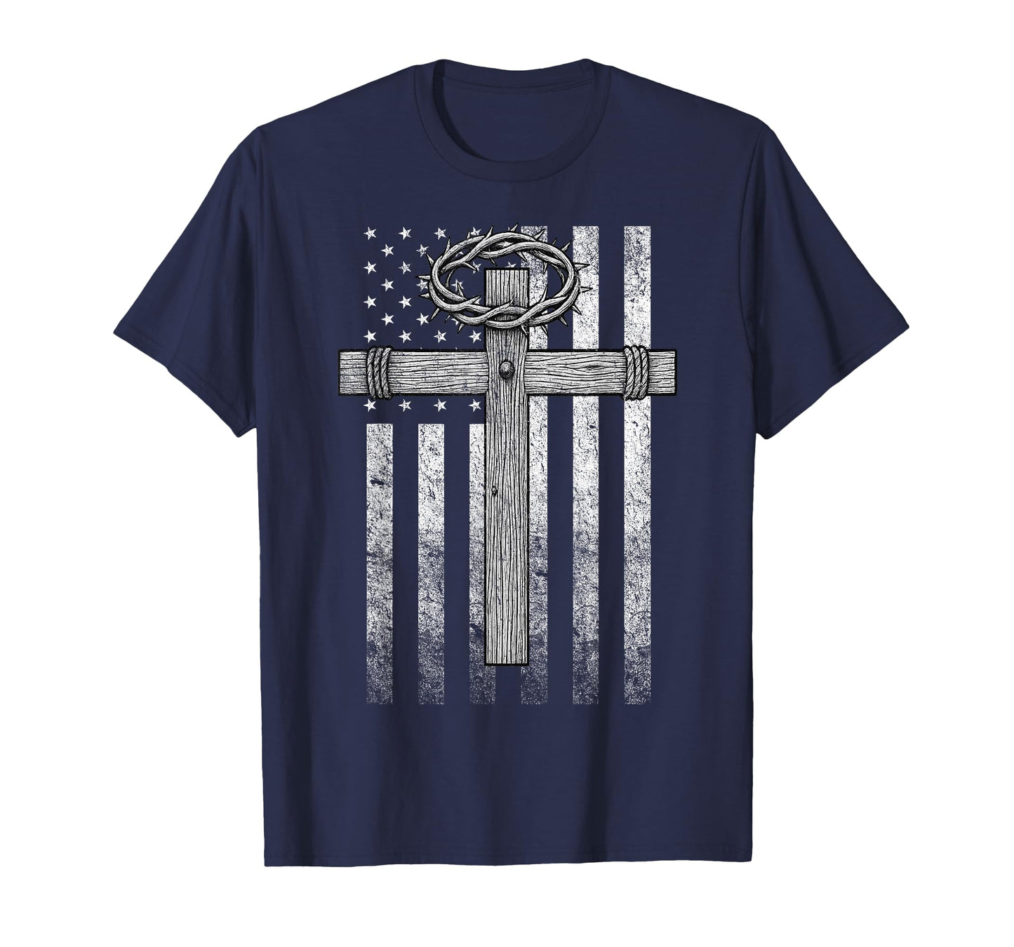 American Flag Christian Cross and Crown T-Shirt
