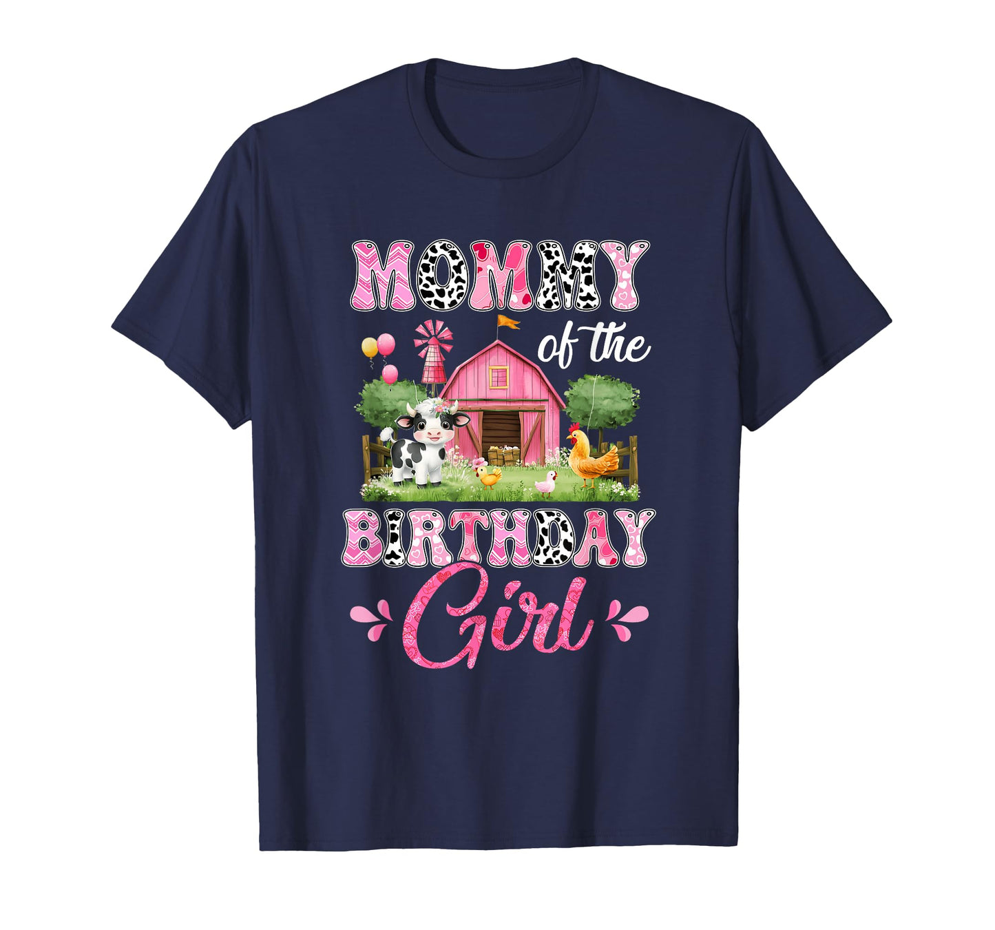 Mommy Of The Birthday Girl 1St Birthday Cow Farm Family T-Shirt