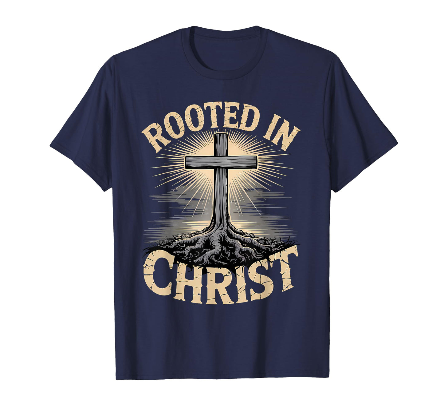 Rooted in Christ Jesus Cross Christian Faith T-Shirt