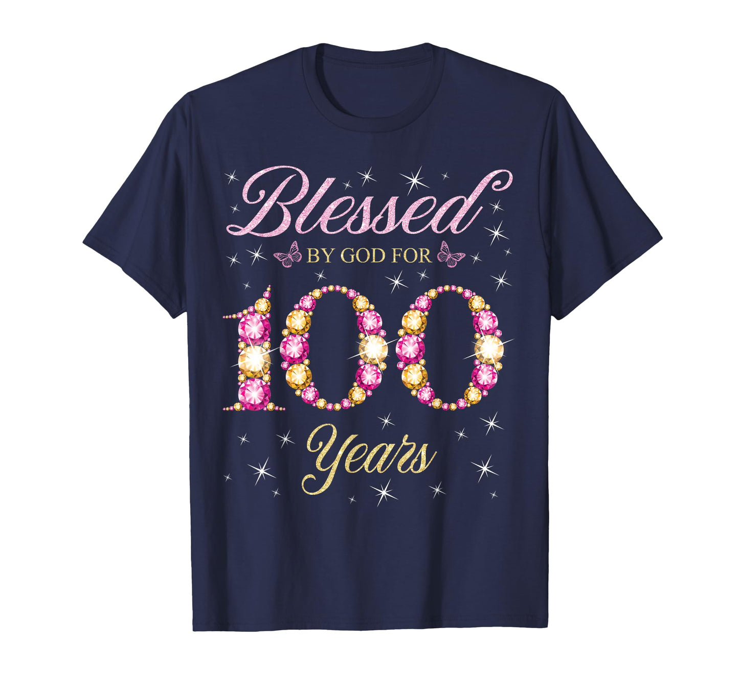 Blessed By God For 100 Years Old 100th Birthday Party Queen T-Shirt