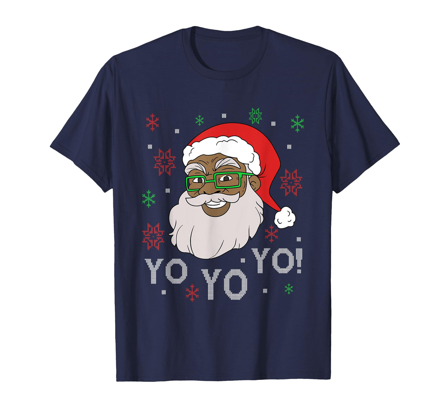 Black Funny Santa Claus Christmas Yo Yo Yo Xmas Costume T-Shirt