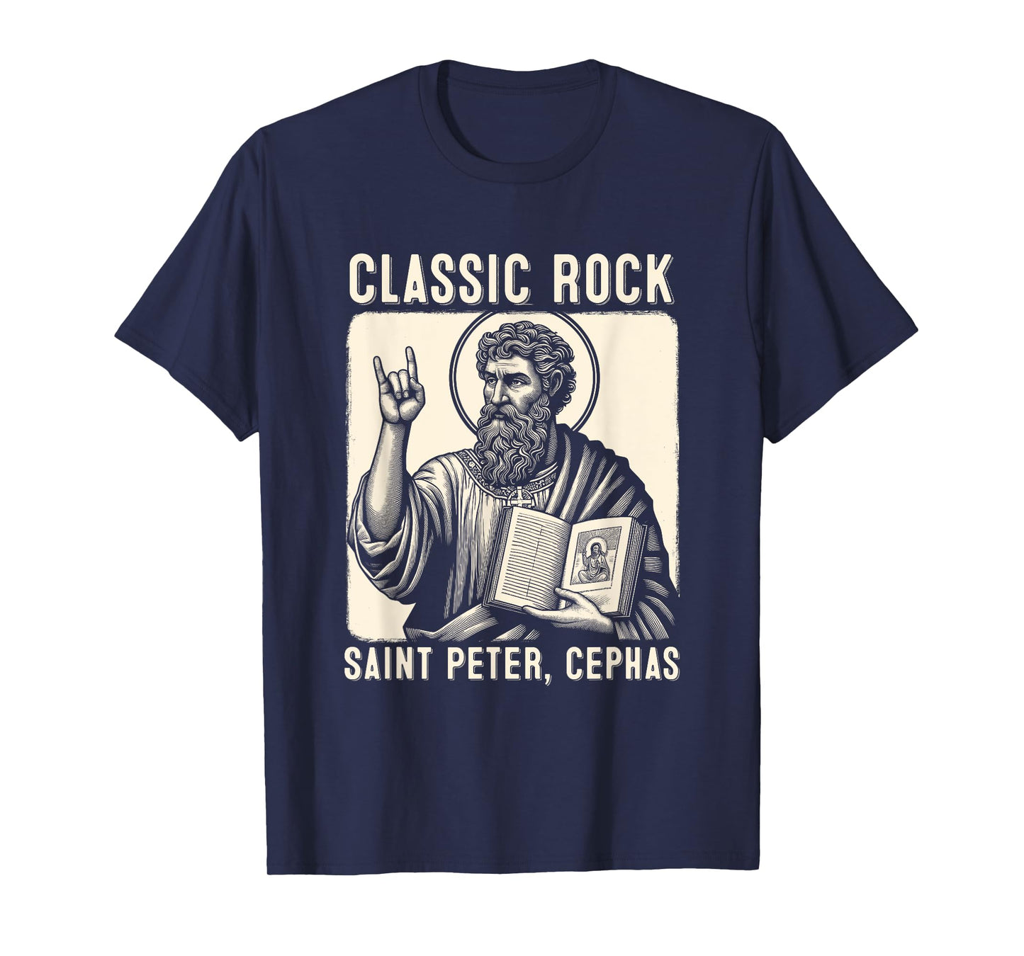 Saint Peter Classic Rock Catholic Vibe Petros Upon this Rock T-Shirt