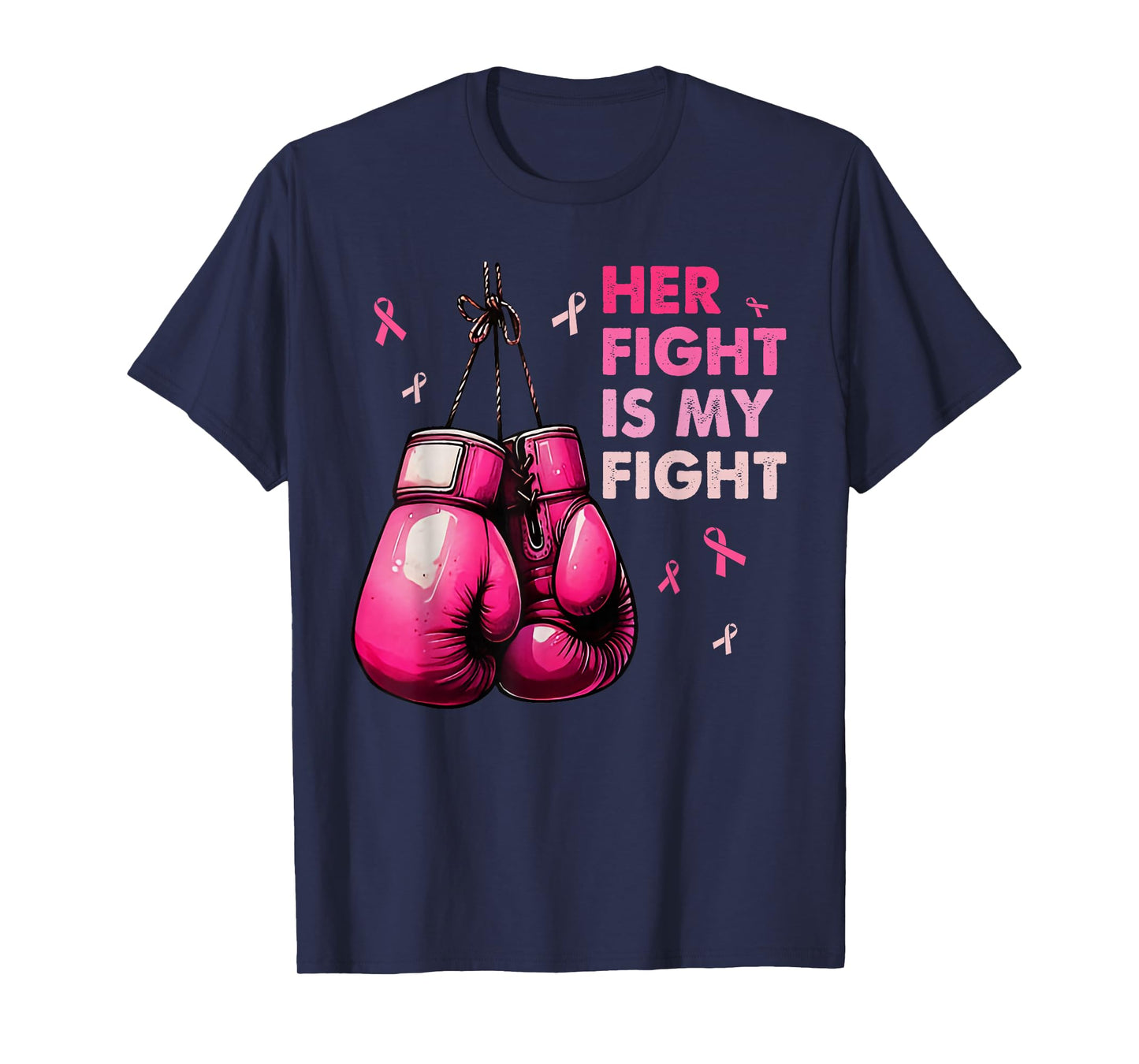 Breast Cancer Awareness Husband Support Squad Boxing Gloves T-Shirt