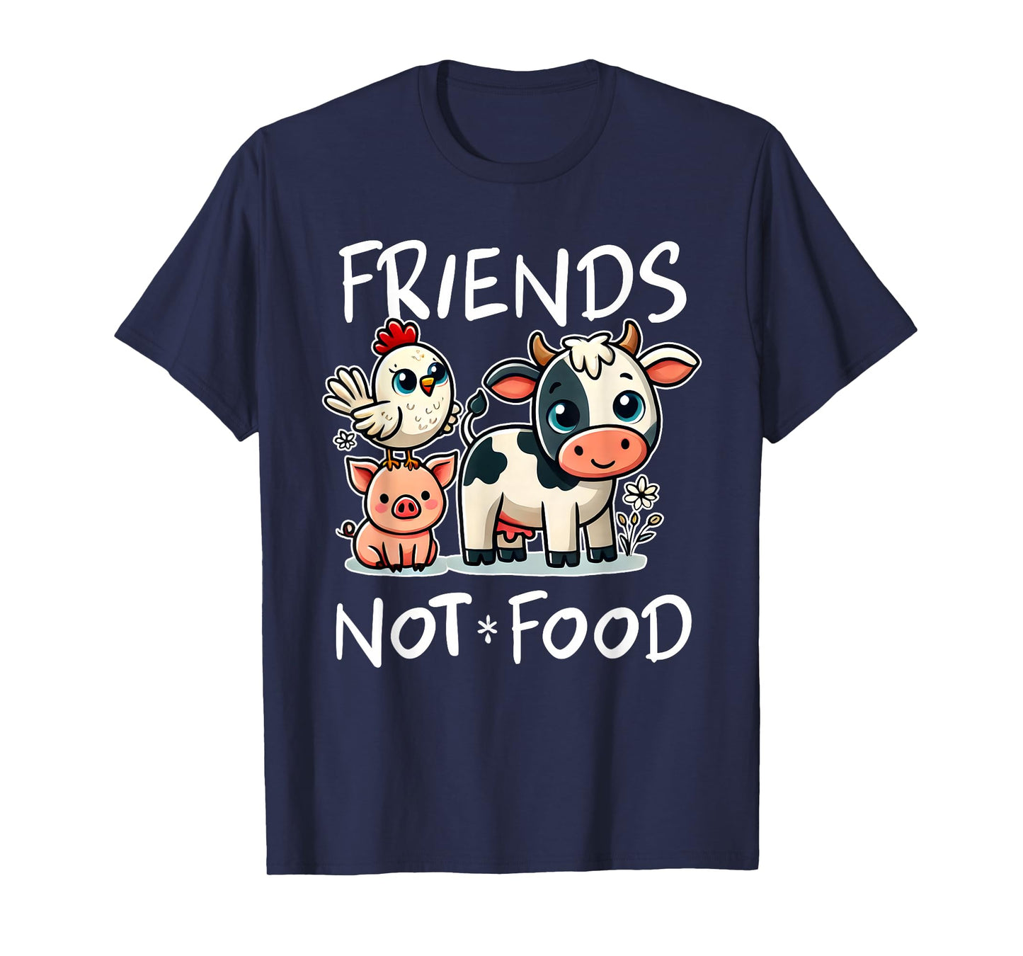 Friends Not Food Funny Vegan Vegetarian Cute Animals Gift T-Shirt