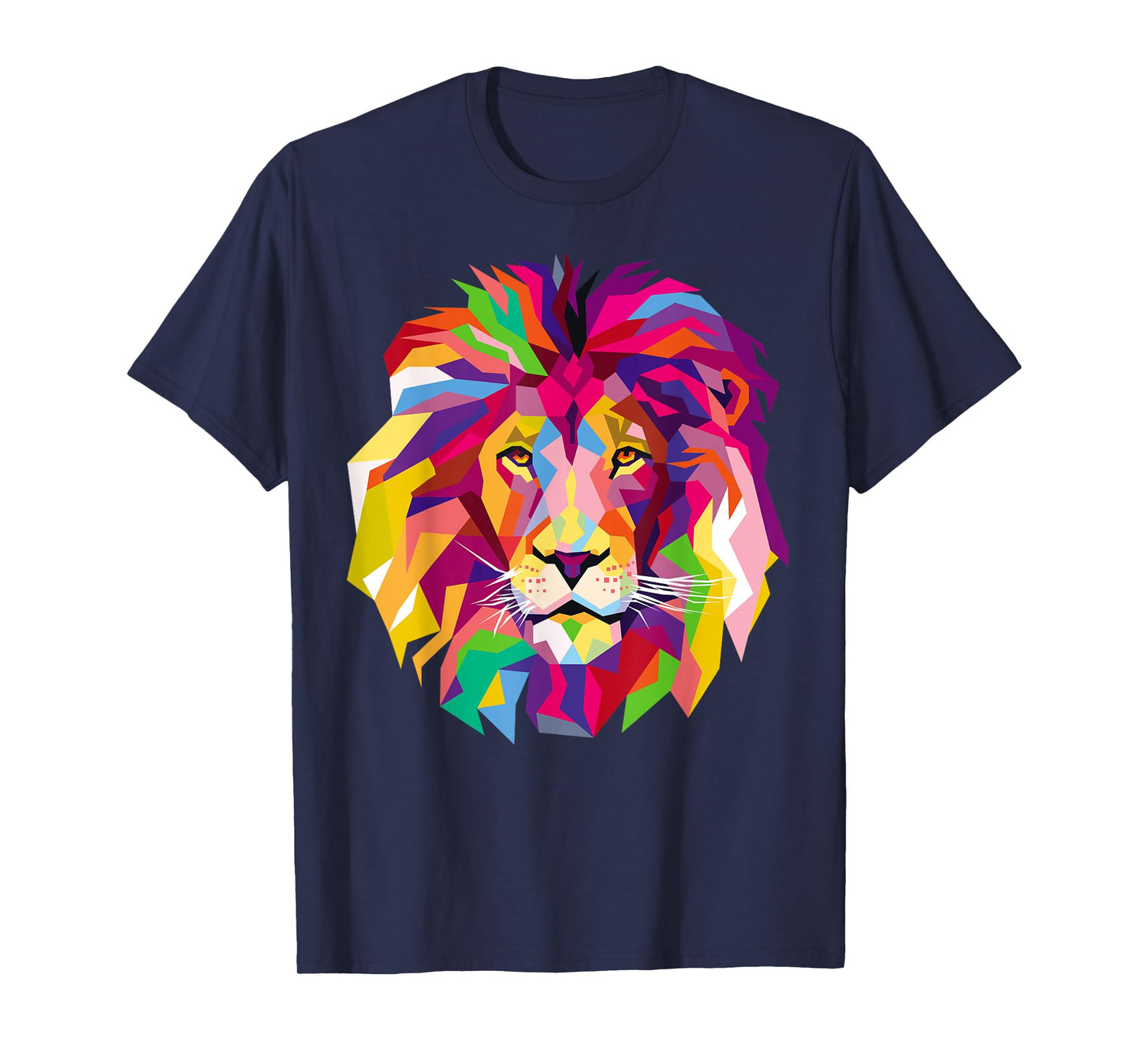 Elegant, Cool Lion Head with Bright Colorful T-Shirt