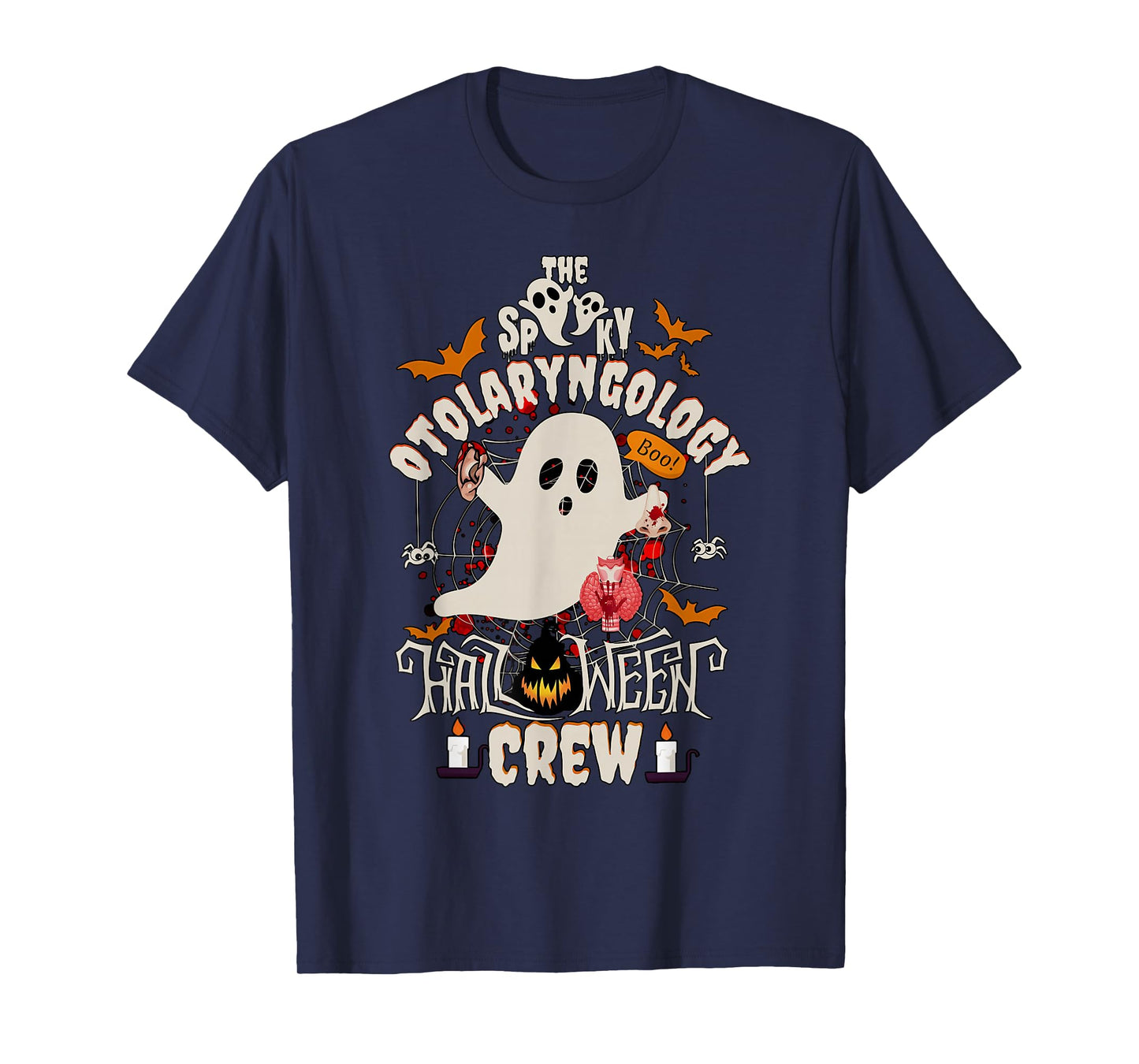 Spooky Otolaryngology Halloween Crew Ear Nose Throat Nurse T-Shirt
