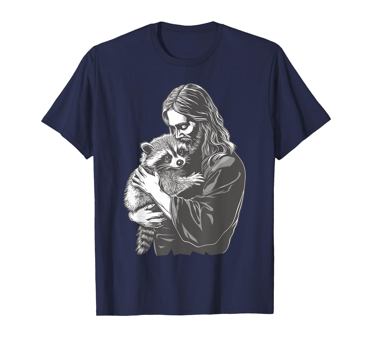 Racoon Lover Trash Panda Christian Jesus Holding A Raccoon T-Shirt