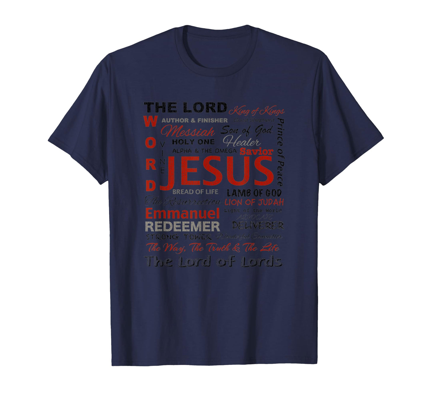 Vintage Names Of God Jesus Christ Bible Verse Christian T-Shirt