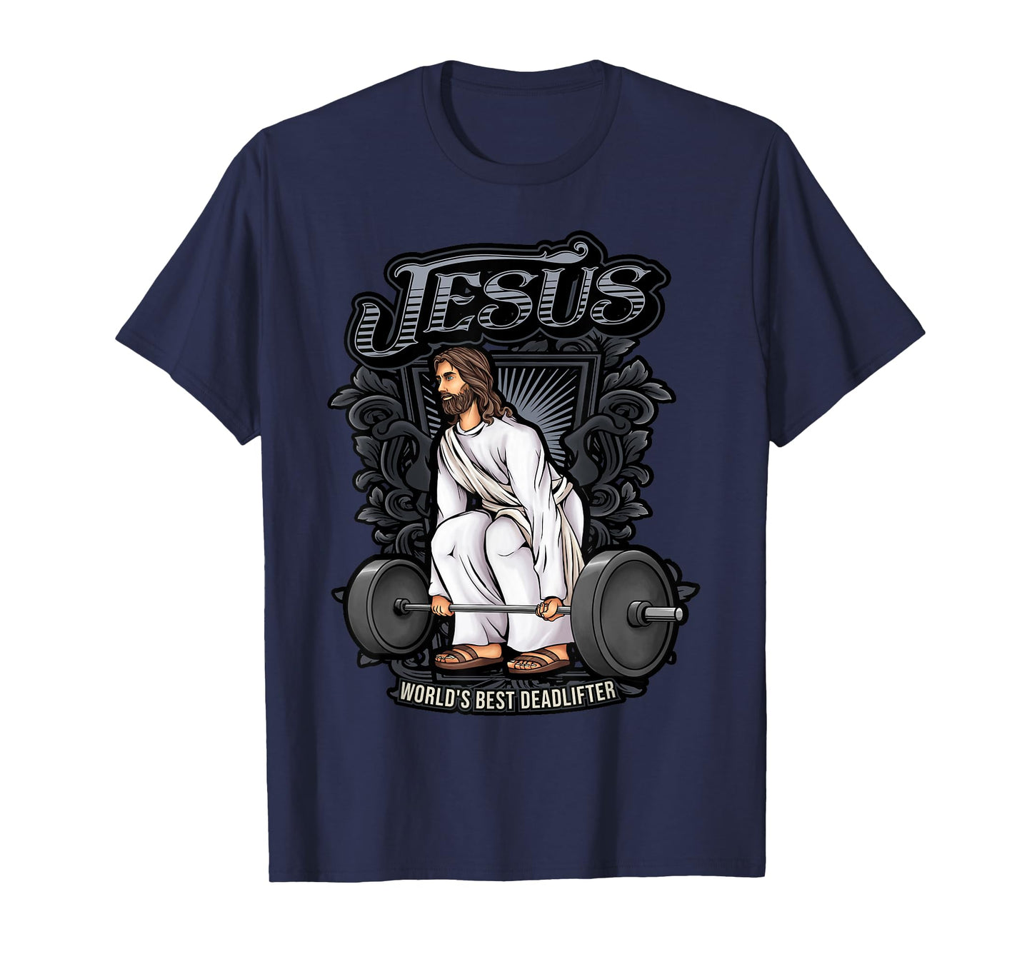 Christian Gifts by Alexis Mae Funny Jesus Weight Lifting Graphic Christian Pun Gym Gag T-Shirt