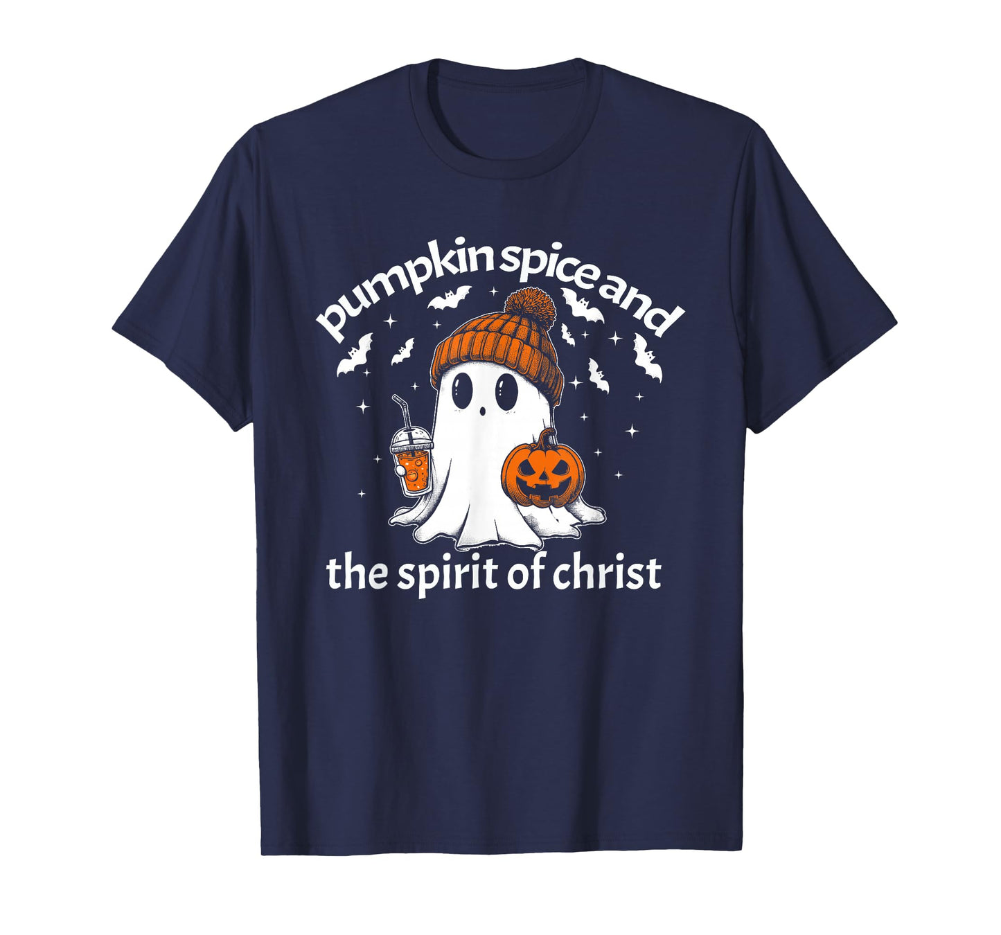 Pumpkin Spice and The Spirit of Christ Funny Ghost Halloween T-Shirt