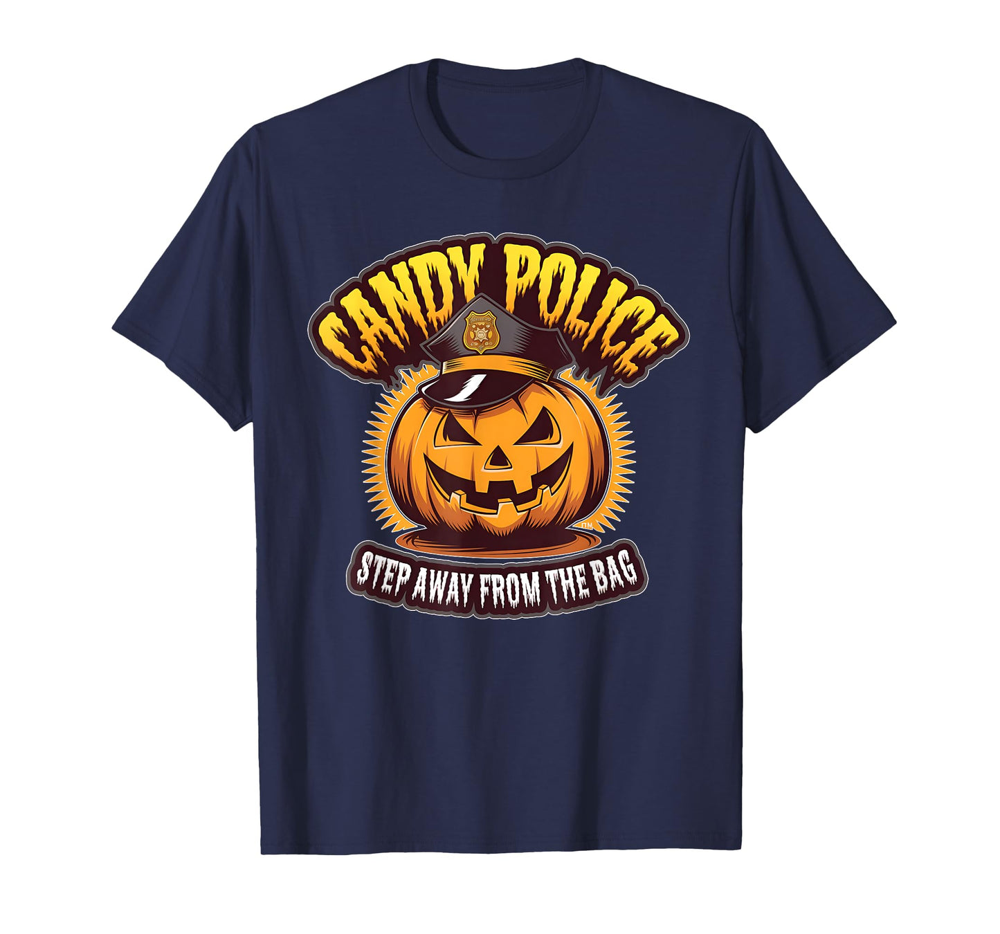 Candy Police Pumpkin Funny Halloween Costume Party Kids T-Shirt