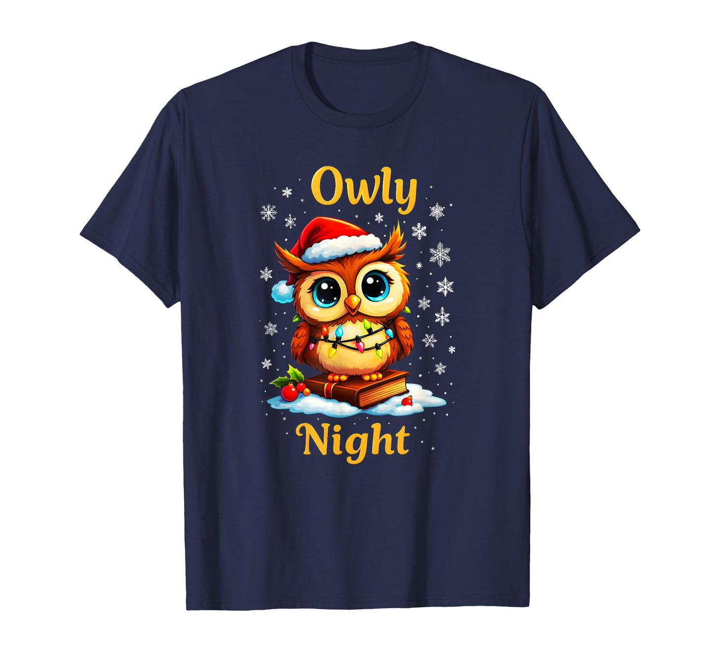 Owly Night Christmas Owl Snowflakes Bible Christian Religion T-Shirt