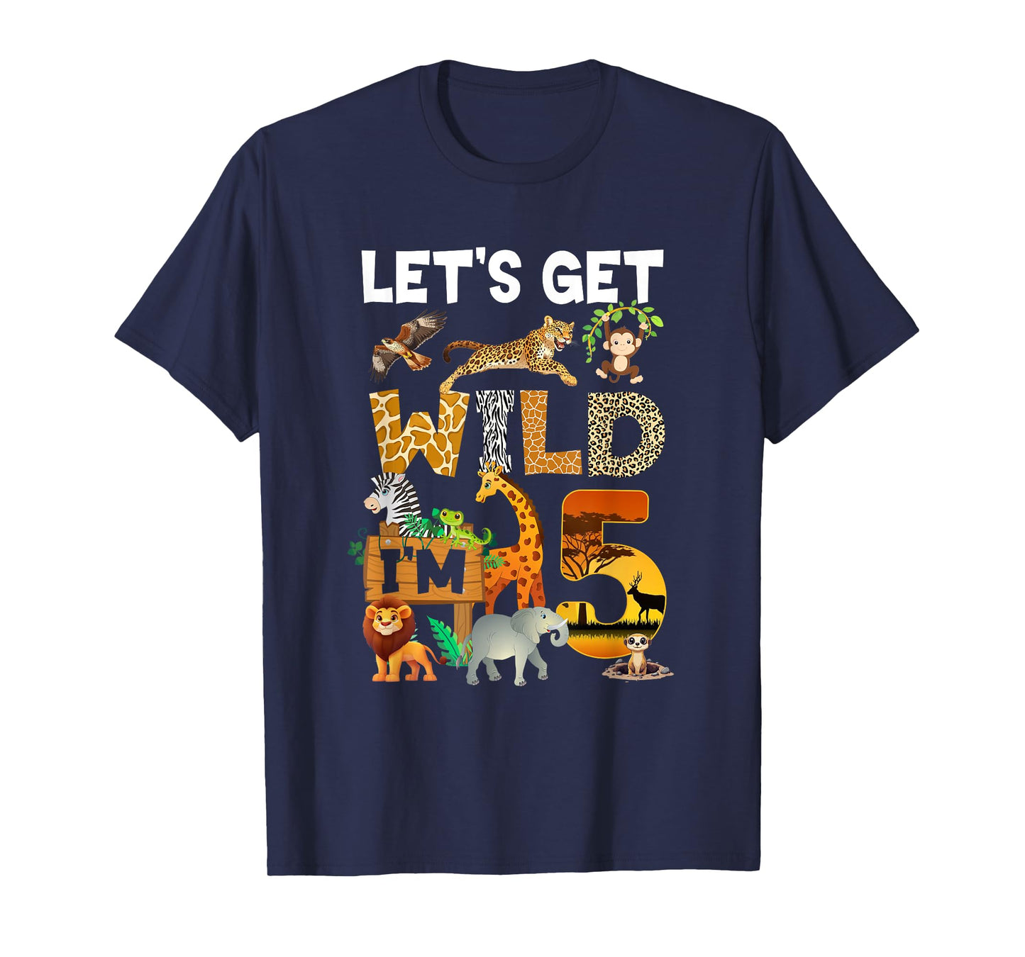 5 Year Old Zoo Birthday Safari Jungle Animal 5Th Bday T-Shirt