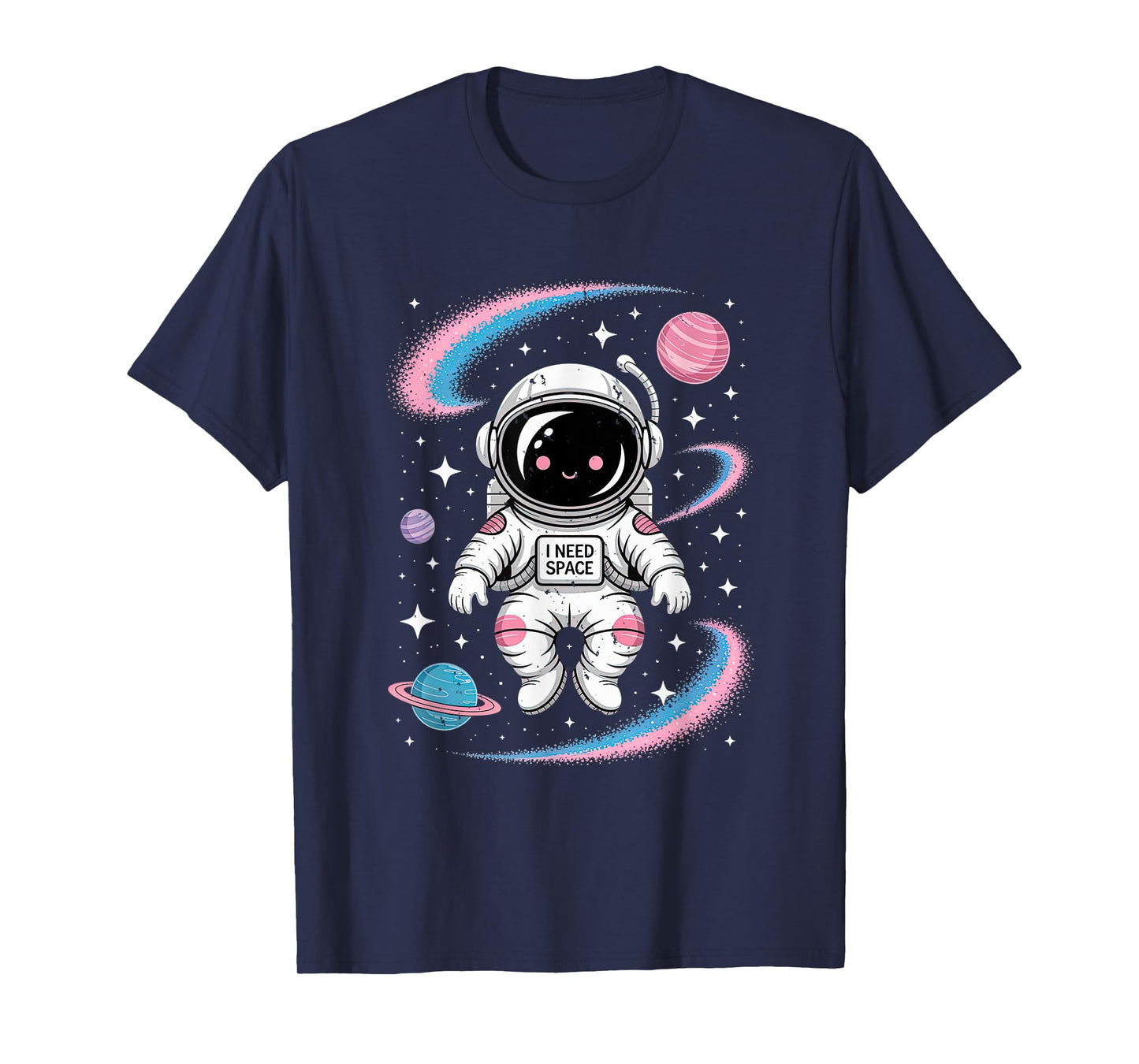 i need space cute astronaut floating with stars and planet T-Shirt